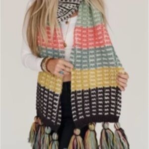 The Nest Colorful Chunky Knit Scarf with Tassels